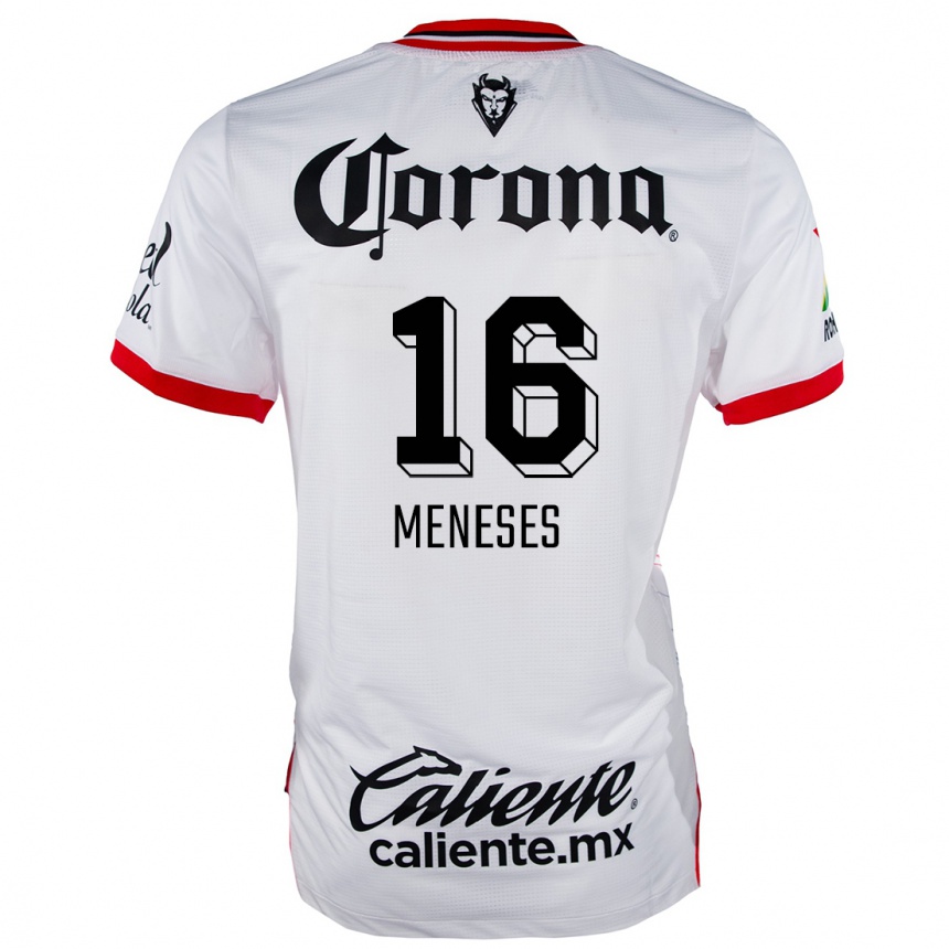 Niño Fútbol Camiseta Jean Meneses #16 Blanco Rojo 2ª Equipación 2024/25