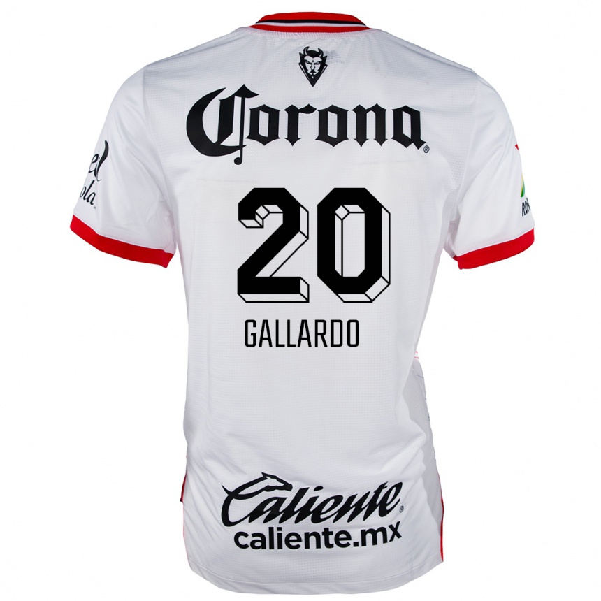 Niño Fútbol Camiseta Jesús Gallardo #20 Blanco Rojo 2ª Equipación 2024/25