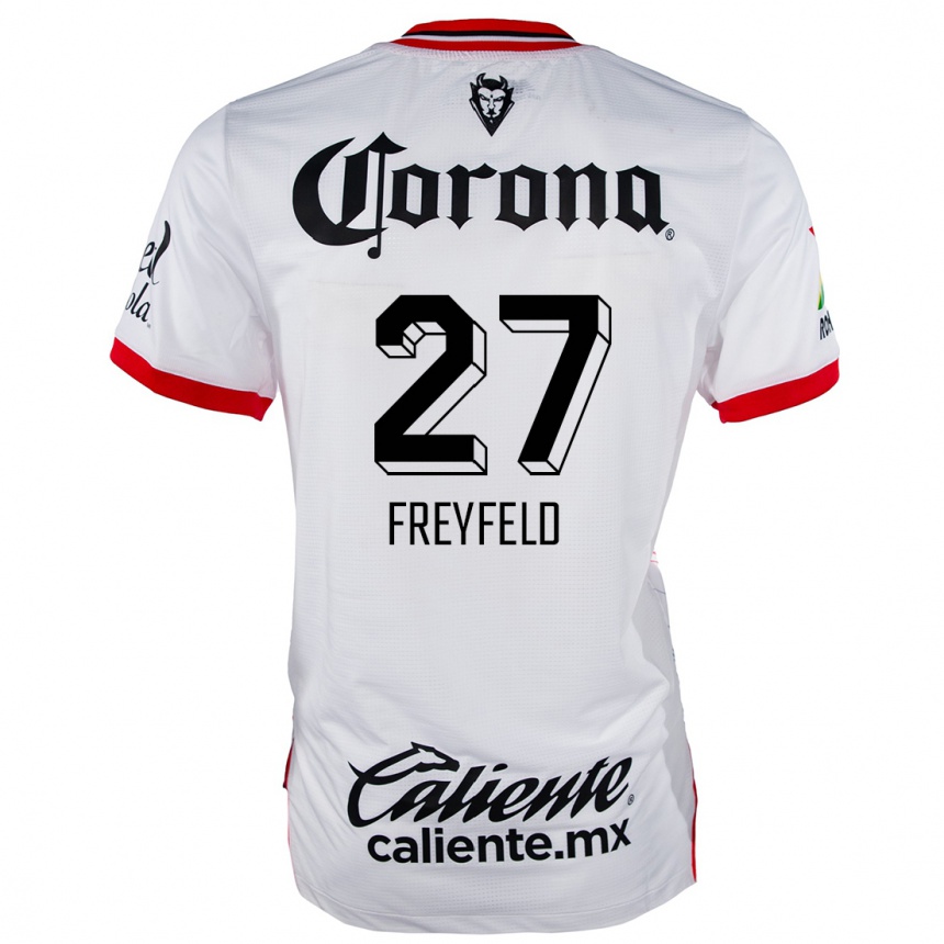 Niño Fútbol Camiseta Emiliano Freyfeld #27 Blanco Rojo 2ª Equipación 2024/25