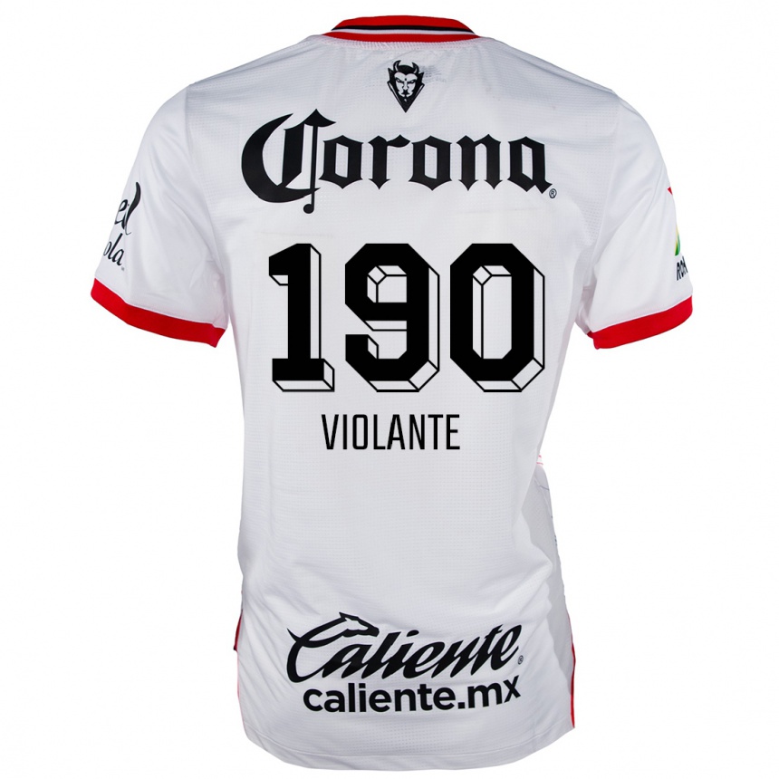 Niño Fútbol Camiseta Isaías Violante #190 Blanco Rojo 2ª Equipación 2024/25