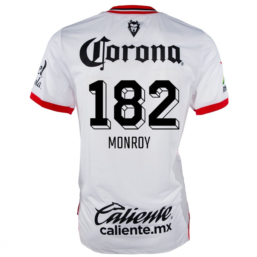 Niño Fútbol Camiseta Brayan Monroy #182 Blanco Rojo 2ª Equipación 2024/25