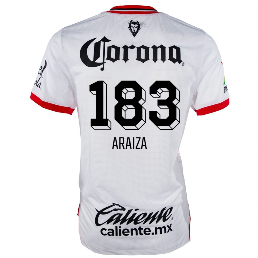 Niño Fútbol Camiseta Daniel Araiza #183 Blanco Rojo 2ª Equipación 2024/25