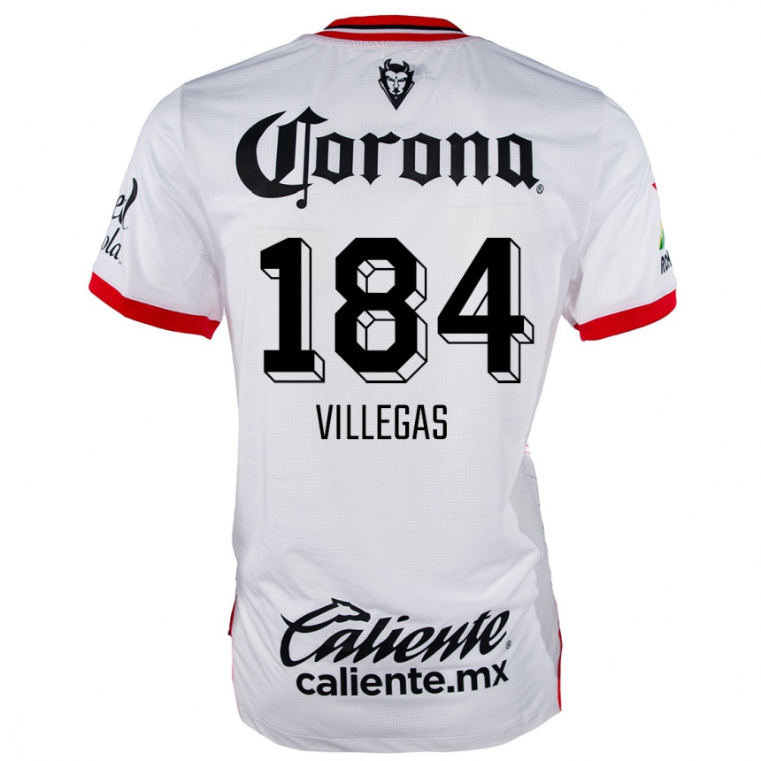 Niño Fútbol Camiseta Abraham Villegas #184 Blanco Rojo 2ª Equipación 2024/25