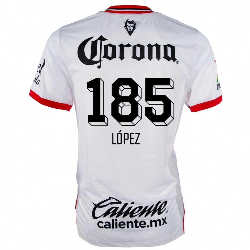 Niño Fútbol Camiseta David López #185 Blanco Rojo 2ª Equipación 2024/25