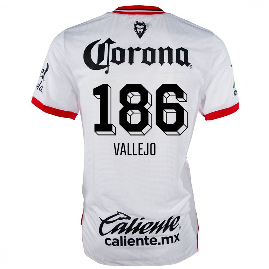 Niño Fútbol Camiseta Saúl Vallejo #186 Blanco Rojo 2ª Equipación 2024/25