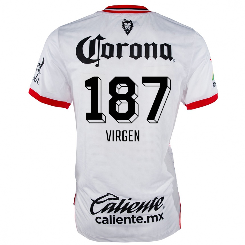 Niño Fútbol Camiseta Oswaldo Virgen #187 Blanco Rojo 2ª Equipación 2024/25