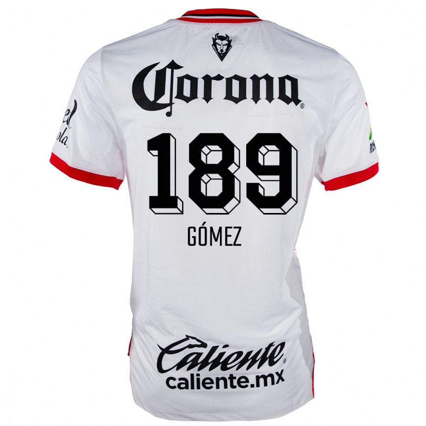 Niño Fútbol Camiseta Enrique Gómez #189 Blanco Rojo 2ª Equipación 2024/25