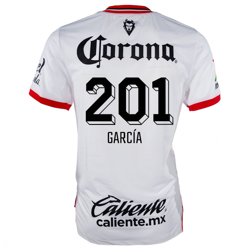 Niño Fútbol Camiseta Eros García #201 Blanco Rojo 2ª Equipación 2024/25