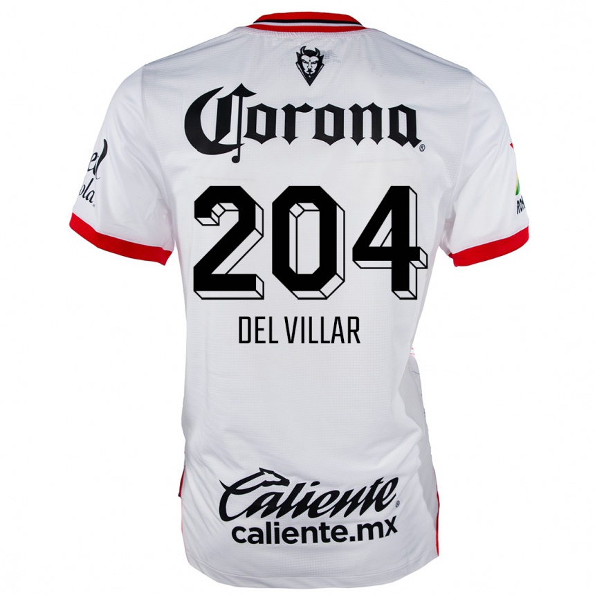 Niño Fútbol Camiseta Everardo Del Villar #204 Blanco Rojo 2ª Equipación 2024/25