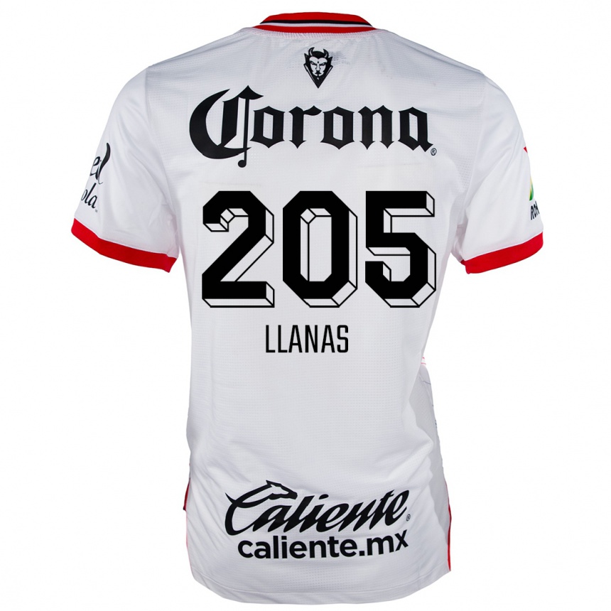 Niño Fútbol Camiseta Emmanuel Llanas #205 Blanco Rojo 2ª Equipación 2024/25