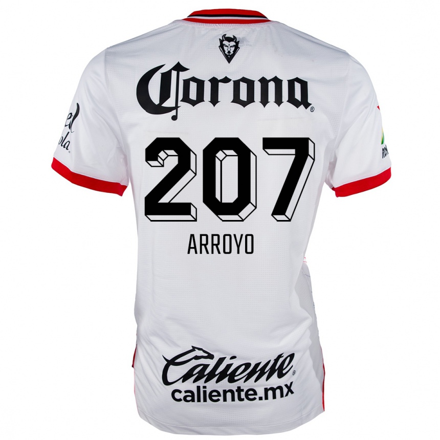 Niño Fútbol Camiseta José Arroyo #207 Blanco Rojo 2ª Equipación 2024/25