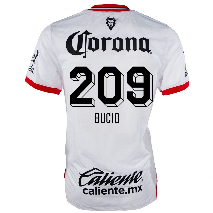 Niño Fútbol Camiseta Sebastián Bucio #209 Blanco Rojo 2ª Equipación 2024/25