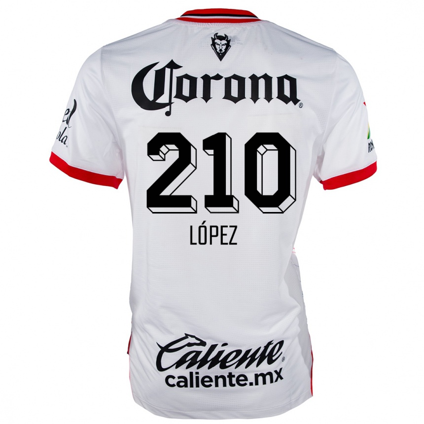 Niño Fútbol Camiseta Juan López #210 Blanco Rojo 2ª Equipación 2024/25