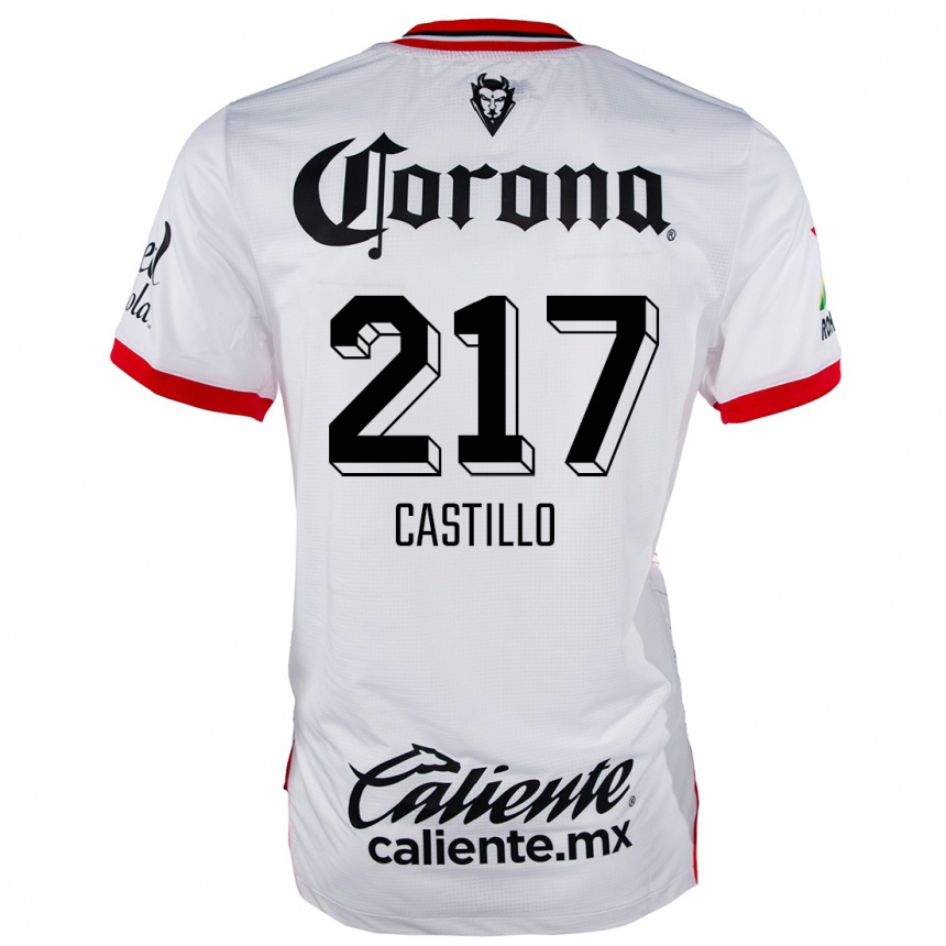 Niño Fútbol Camiseta Klever Castillo #217 Blanco Rojo 2ª Equipación 2024/25