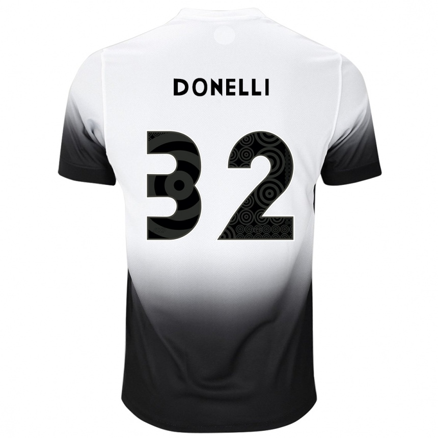 Hombre Fútbol Camiseta Matheus Donelli #32 Blanco Negro 1ª Equipación 2024/25