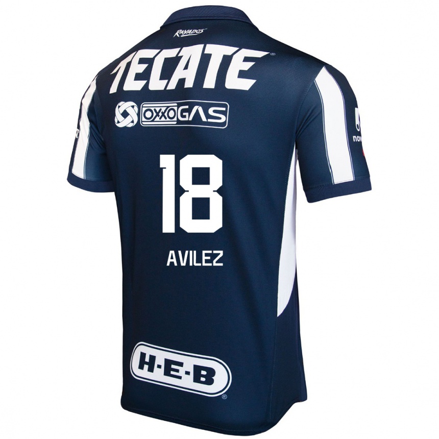 Hombre Fútbol Camiseta Aylin Avilez #18 Azul Rojo Blanco 1ª Equipación 2024/25