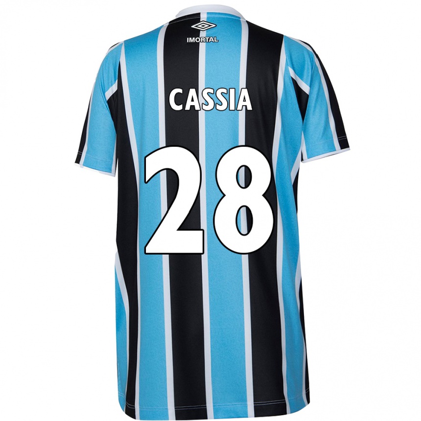 Hombre Fútbol Camiseta Cássia #28 Azul Negro Blanco 1ª Equipación 2024/25