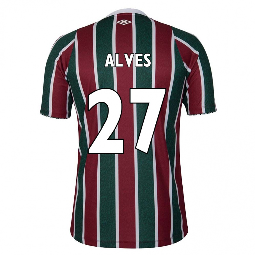 Hombre Fútbol Camiseta Felipe Alves #27 Verde Granate Blanco 1ª Equipación 2024/25