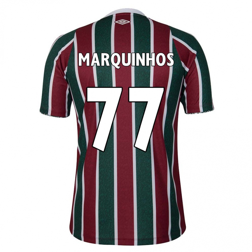 Hombre Fútbol Camiseta Marquinhos #77 Verde Granate Blanco 1ª Equipación 2024/25