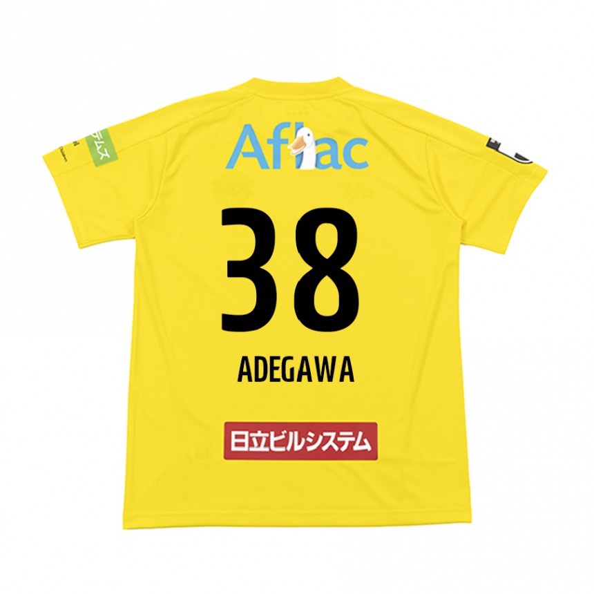 Hombre Fútbol Camiseta Koa Adegawa #38 Amarillo Negro 1ª Equipación 2024/25