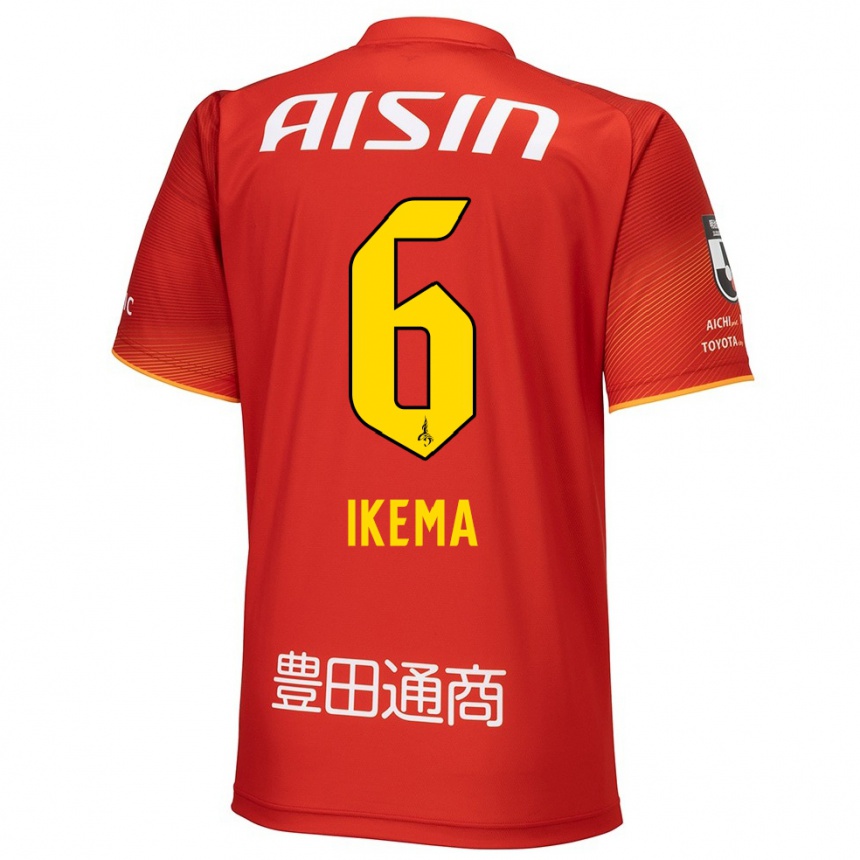 Hombre Fútbol Camiseta Kano Ikema #6 Rojo Blanco Amarillo 1ª Equipación 2024/25