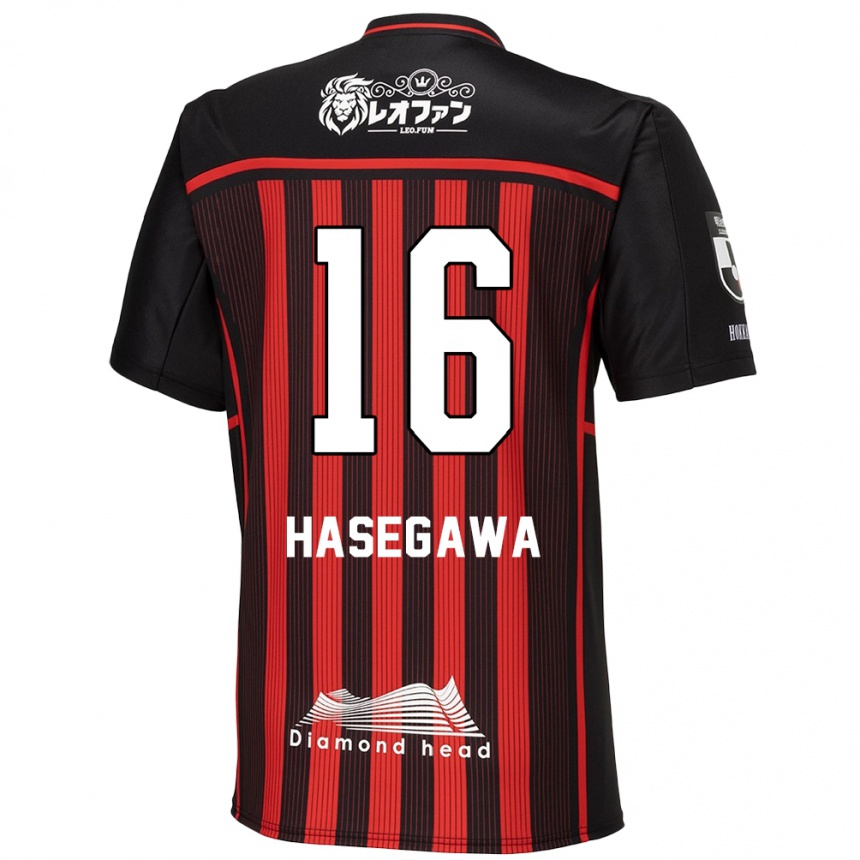 Hombre Fútbol Camiseta Tatsuya Hasegawa #16 Negro Rojo 1ª Equipación 2024/25