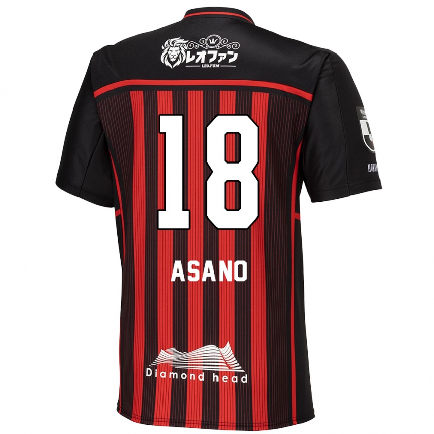 Hombre Fútbol Camiseta Yuya Asano #18 Negro Rojo 1ª Equipación 2024/25