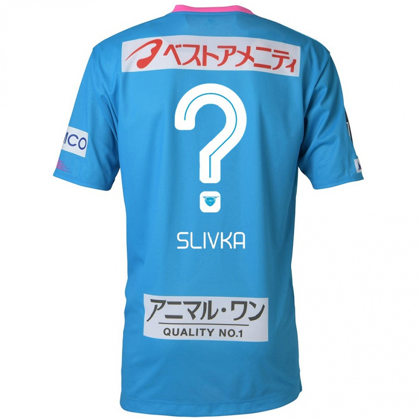 Hombre Fútbol Camiseta Vykintas Slivka #0 Azul Rosado 1ª Equipación 2024/25