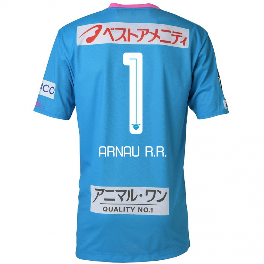 Hombre Fútbol Camiseta Arnau Riera #1 Azul Rosado 1ª Equipación 2024/25