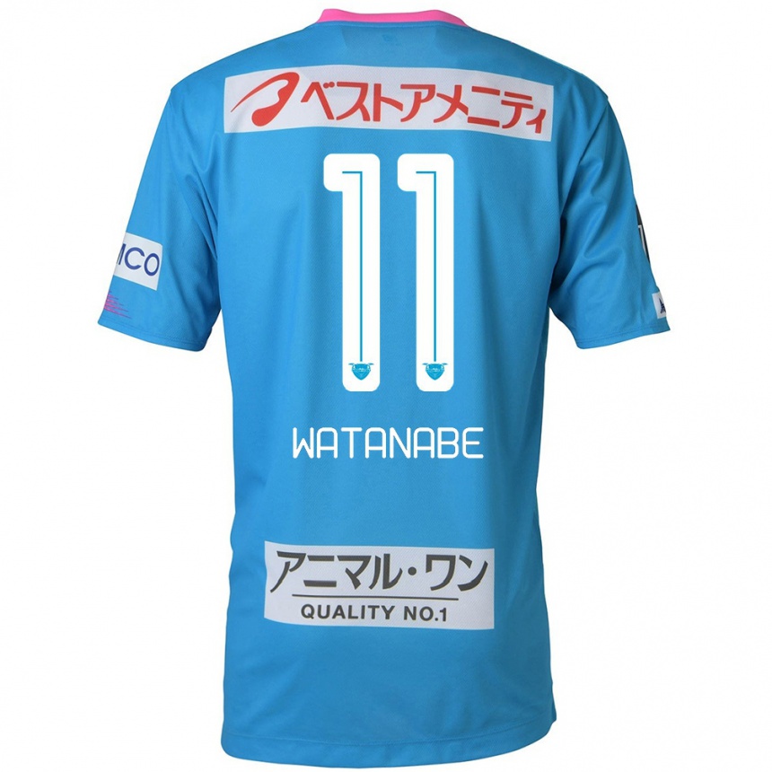 Hombre Fútbol Camiseta Shion Watanabe #11 Azul Rosado 1ª Equipación 2024/25