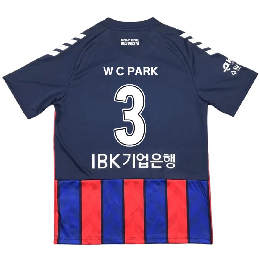 Hombre Fútbol Camiseta Cheol-Woo Park #3 Azul Rojo 1ª Equipación 2024/25