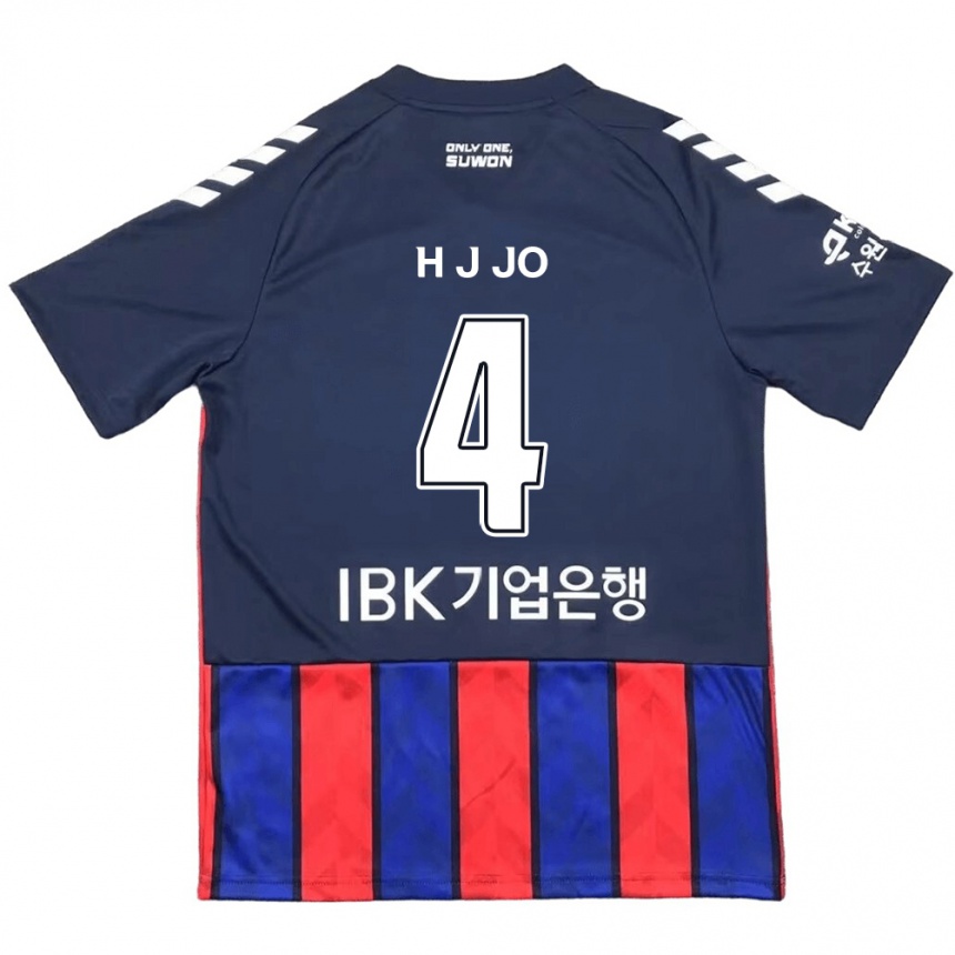 Hombre Fútbol Camiseta Jun-Hyun Jo #4 Azul Rojo 1ª Equipación 2024/25