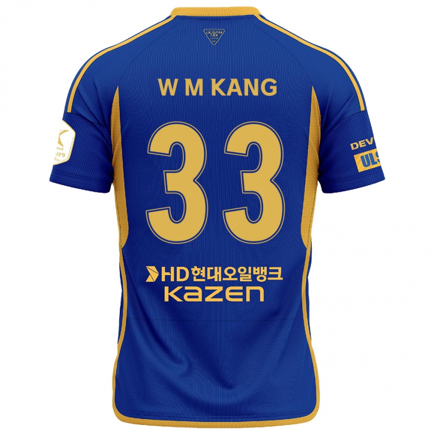 Hombre Fútbol Camiseta Min-Woo Kang #33 Azul Amarillo 1ª Equipación 2024/25