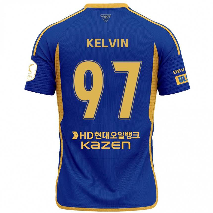 Hombre Fútbol Camiseta Kelvin #97 Azul Amarillo 1ª Equipación 2024/25