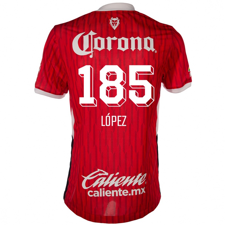 Hombre Fútbol Camiseta David López #185 Rojo Blanco 1ª Equipación 2024/25