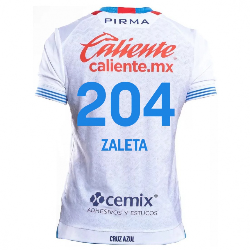 Hombre Fútbol Camiseta Mauro Zaleta #204 Blanco Azul 2ª Equipación 2024/25