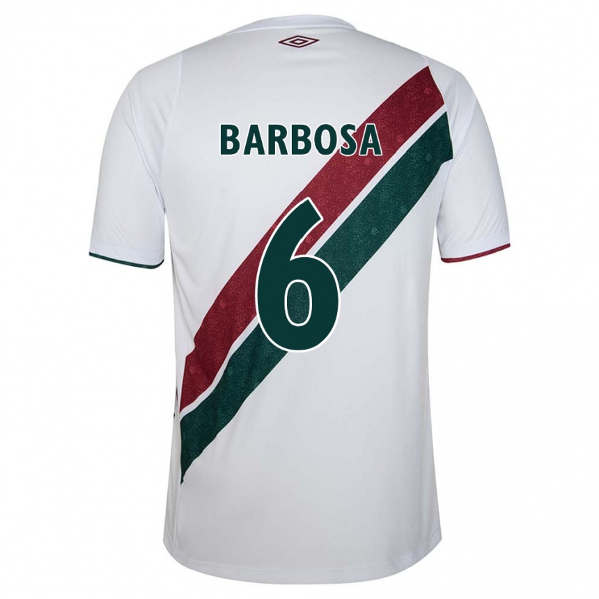 Hombre Fútbol Camiseta Diogo Barbosa #6 Blanco Verde Granate 2ª Equipación 2024/25