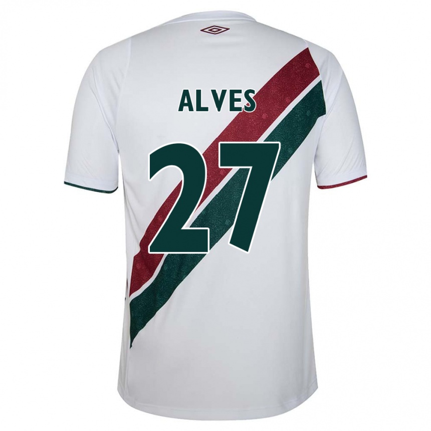 Hombre Fútbol Camiseta Felipe Alves #27 Blanco Verde Granate 2ª Equipación 2024/25