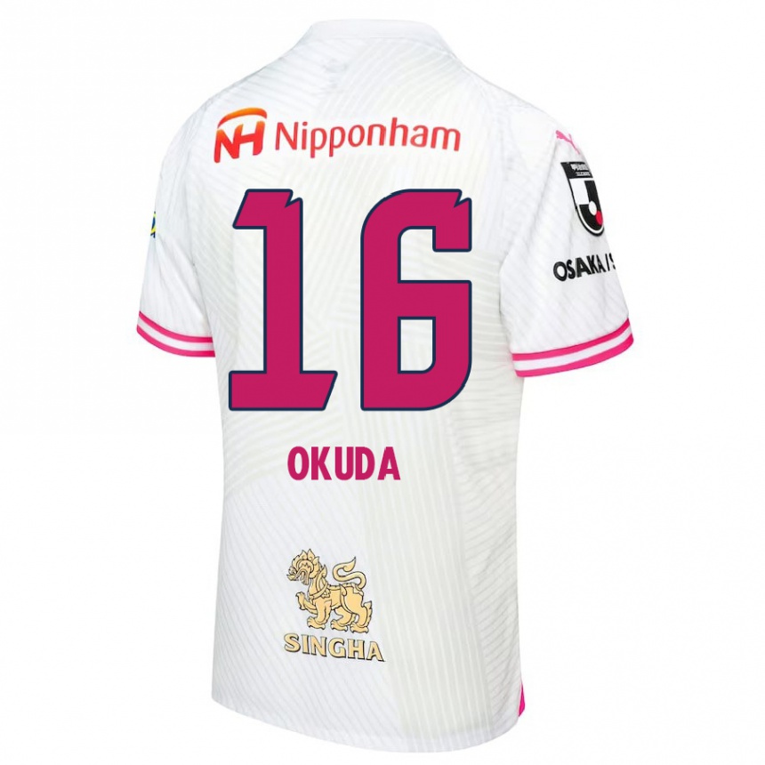 Hombre Fútbol Camiseta Hayato Okuda #16 Blanco Rosa 2ª Equipación 2024/25