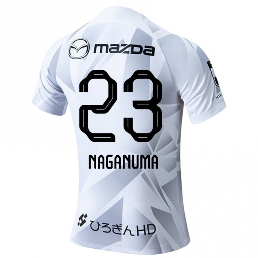 Hombre Fútbol Camiseta Seimei Naganuma #23 Blanco Gris Negro 2ª Equipación 2024/25