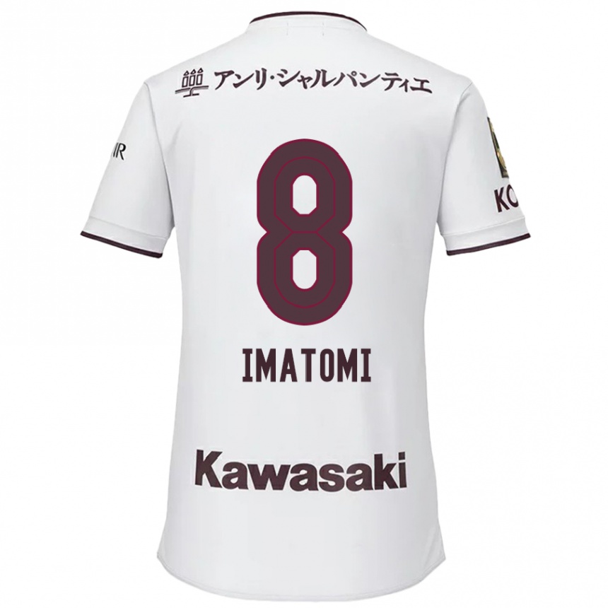 Hombre Fútbol Camiseta Teruya Imatomi #8 Blanco Rojo 2ª Equipación 2024/25