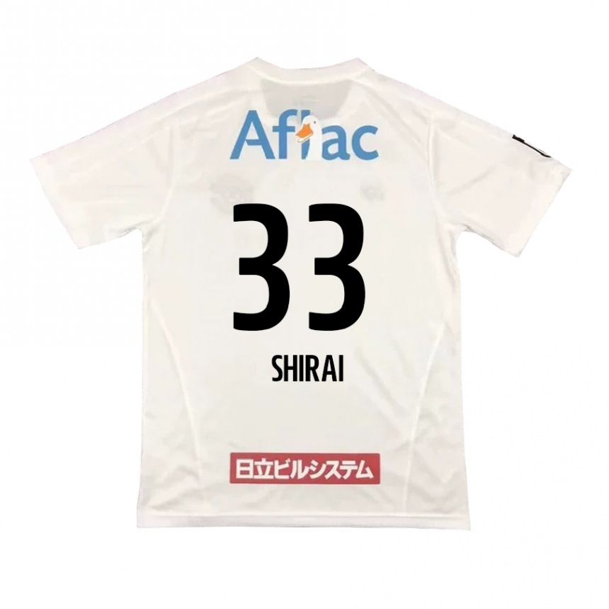 Hombre Fútbol Camiseta Eiji Shirai #33 Blanco Negro 2ª Equipación 2024/25