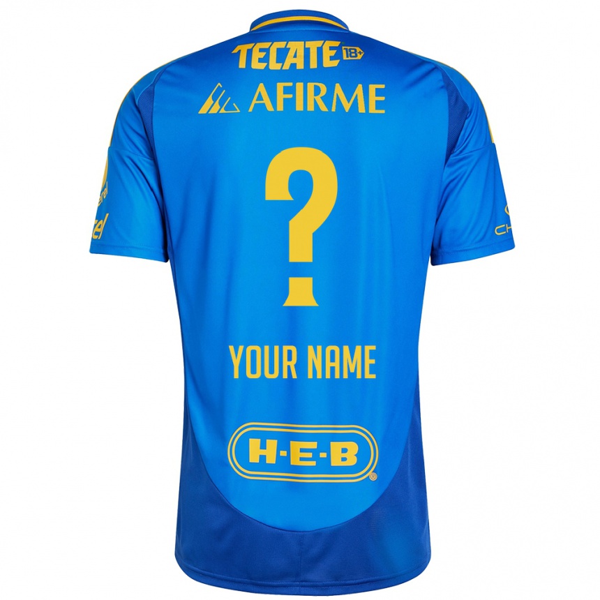 Hombre Fútbol Camiseta Su Nombre #0 Azul Amarillo 2ª Equipación 2024/25