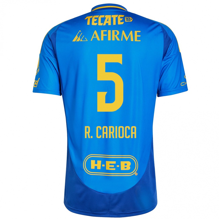 Hombre Fútbol Camiseta Rafael Carioca #5 Azul Amarillo 2ª Equipación 2024/25