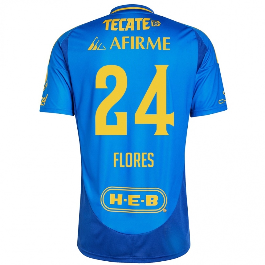 Hombre Fútbol Camiseta Marcelo Flores #24 Azul Amarillo 2ª Equipación 2024/25