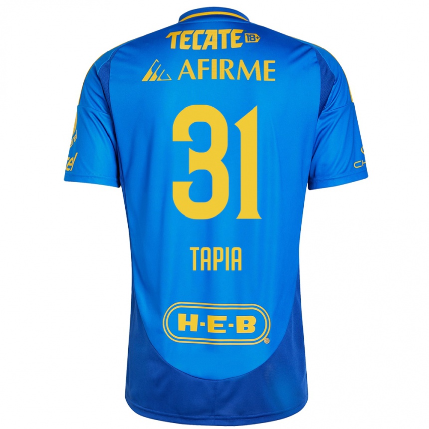 Hombre Fútbol Camiseta Fernando Tapia #31 Azul Amarillo 2ª Equipación 2024/25