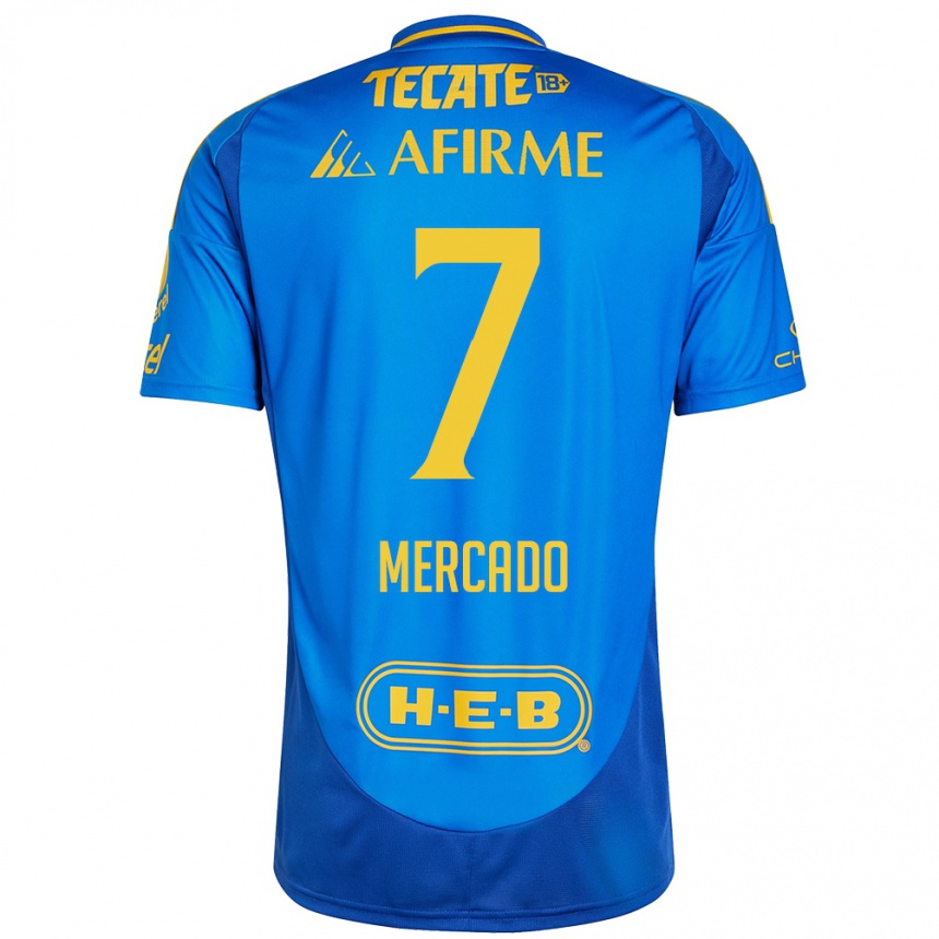 Hombre Fútbol Camiseta Liliana Mercado #7 Azul Amarillo 2ª Equipación 2024/25