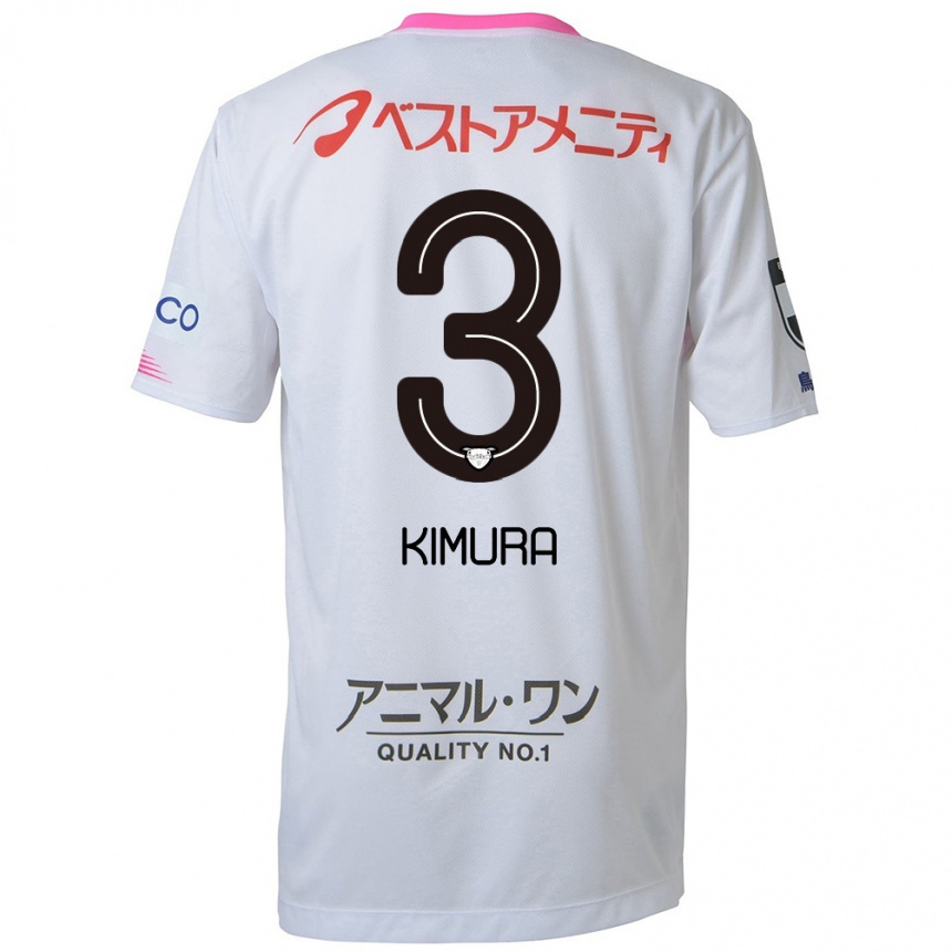 Hombre Fútbol Camiseta Seiji Kimura #3 Blanco Azul Rosa 2ª Equipación 2024/25