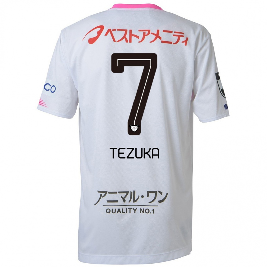 Hombre Fútbol Camiseta Kohei Tezuka #7 Blanco Azul Rosa 2ª Equipación 2024/25