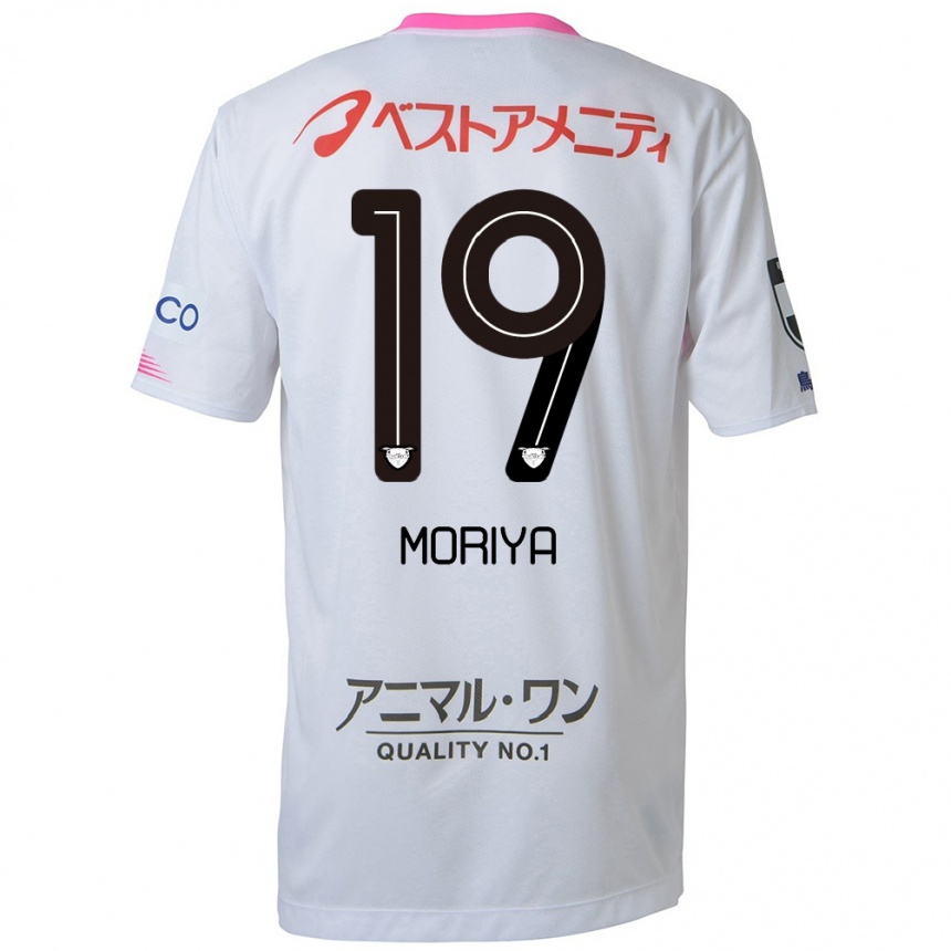 Hombre Fútbol Camiseta Kentaro Moriya #19 Blanco Azul Rosa 2ª Equipación 2024/25